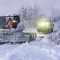2022 winter road construction with Snow Cat and water truck
