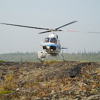 Helicopter landing south of the A-Zone, 2017 and typical topography