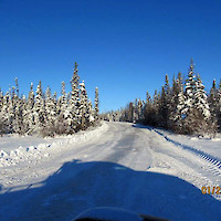Winter road 2021 - portage at the north end of Prosperous Lake. Photo courtesy Government of NWT.