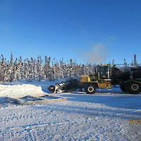 Winter road 2021 - Terra Gator at the south side of Bluefish Lake. Photo courtesy Government of NWT.